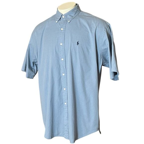 Polo Ralph Lauren Men’s Short Sleeve Button Up Light Blue Shirt Top - Picture 2 of 7